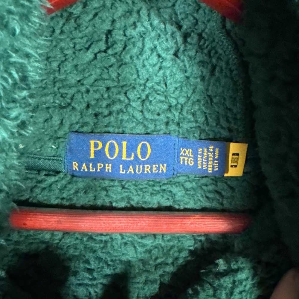 Polo Ralph Lauren Hoodie Mens XXL Green Bear Fleece Sherpa Sweatshirt - Picture 3 of 9